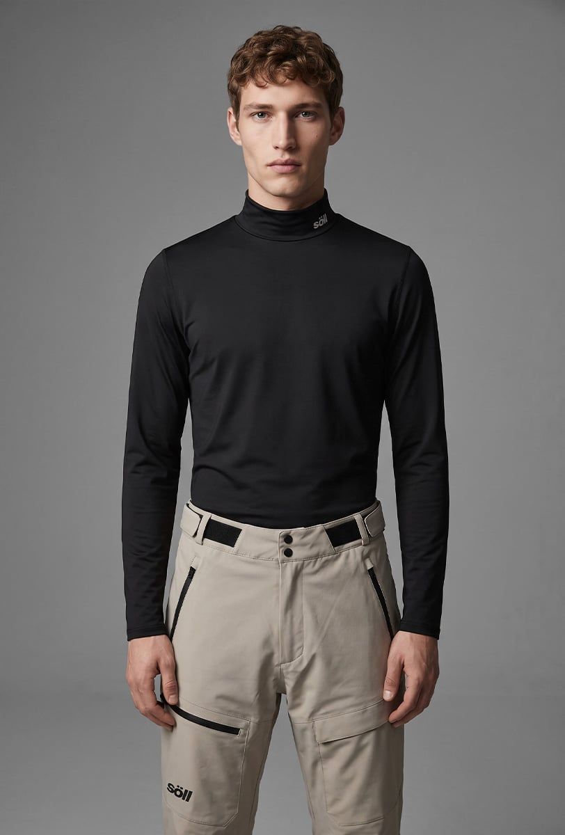 Thermischer Ski-Baselayer Herren Söll TURTLENECK Black – Nahaufnahme - 2