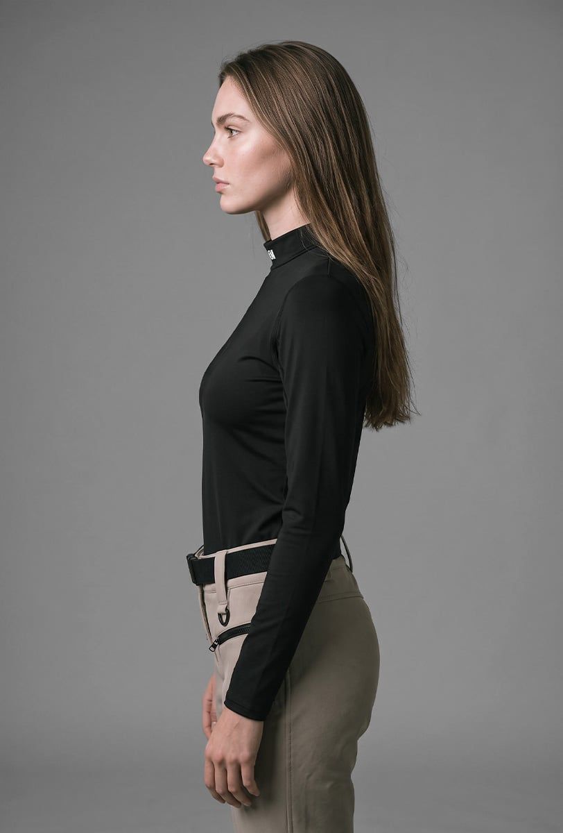 Thermischer Ski-Baselayer Damen Söll TURTLENECK Black – Seitenansicht - 2
