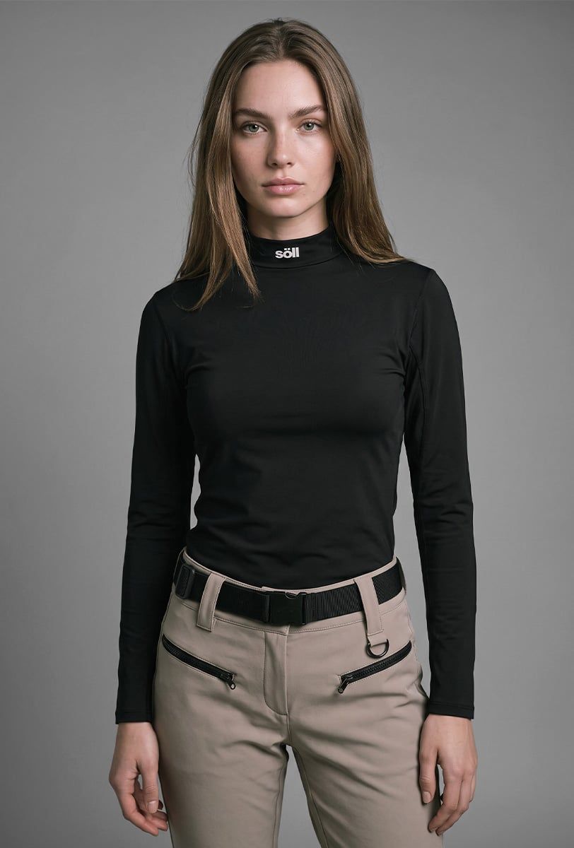 Thermischer Ski-Baselayer Damen Söll TURTLENECK Black – Nahaufnahme - 3