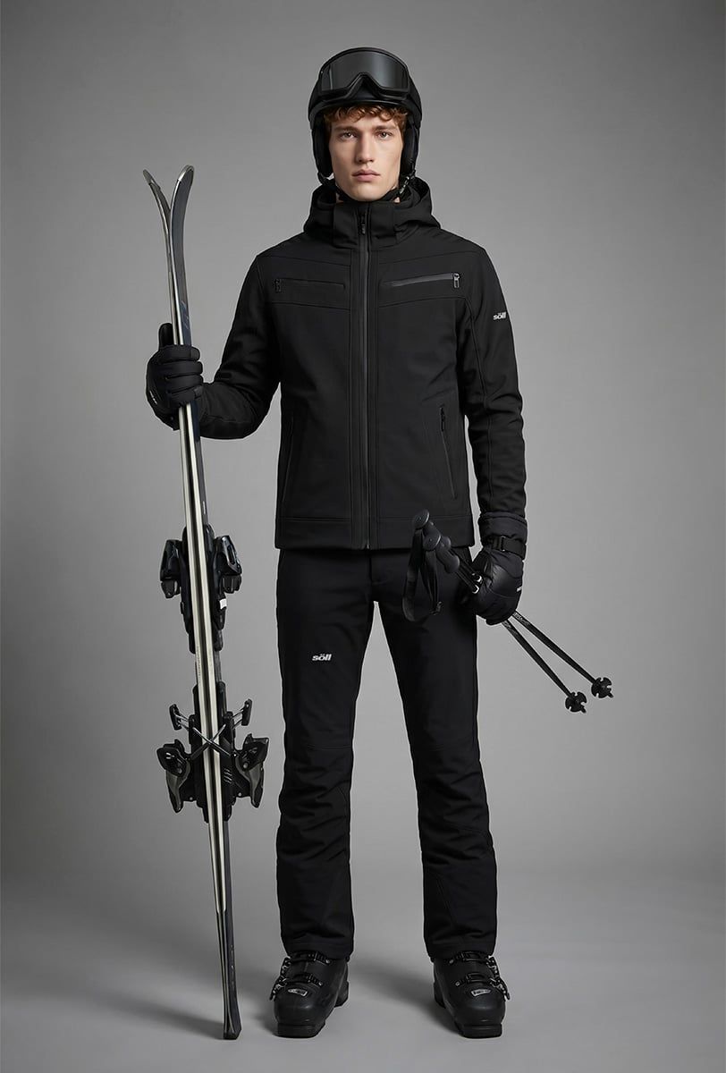 Herren Skijacke Söll RADIUM Caviar Black – mit Ski - 5