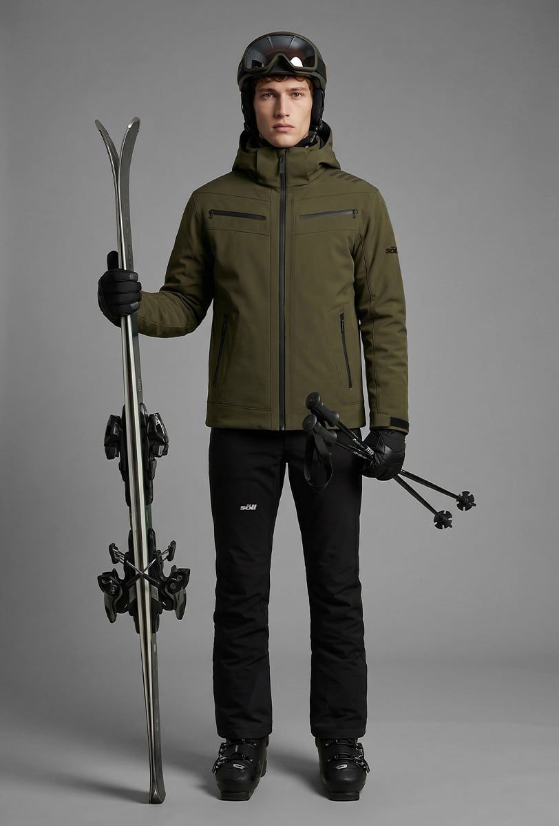 Herren Skijacke Söll RADIUM Dark Olive – mit Ski - 4