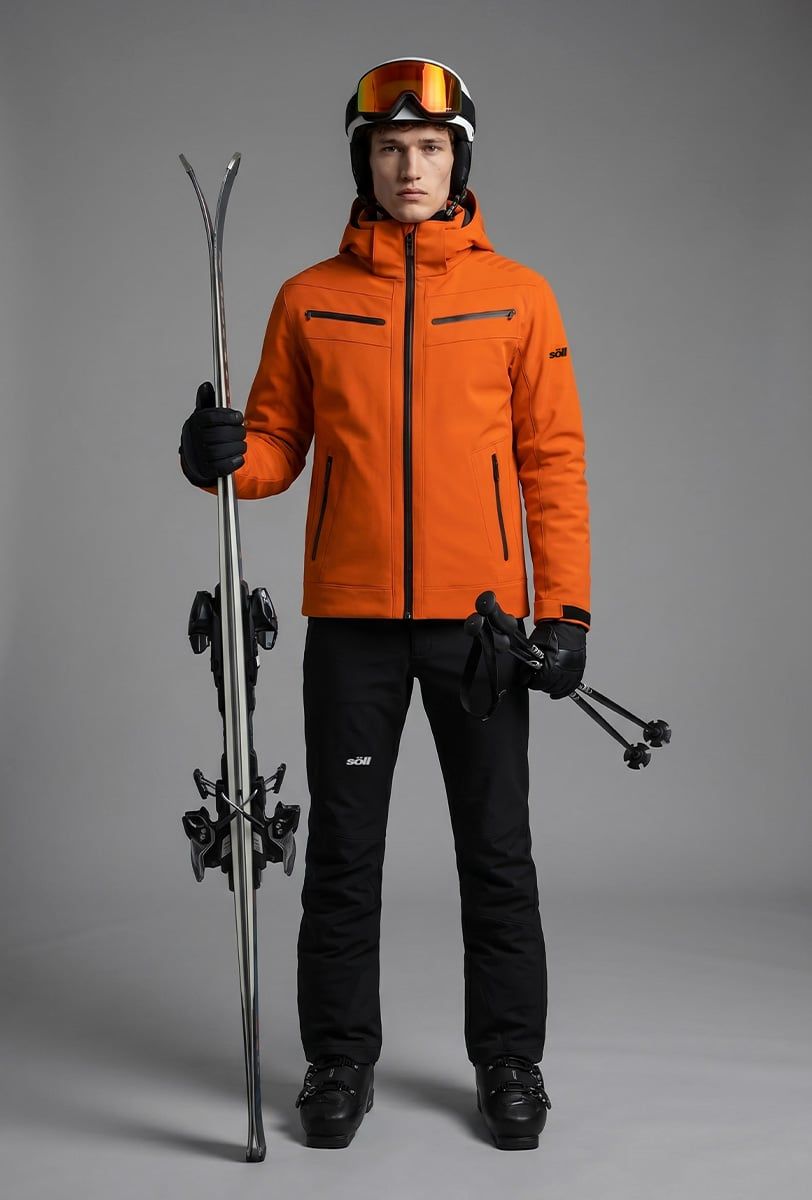 Herren Skijacke Söll RADIUM Gold Flame – mit Ski - 5