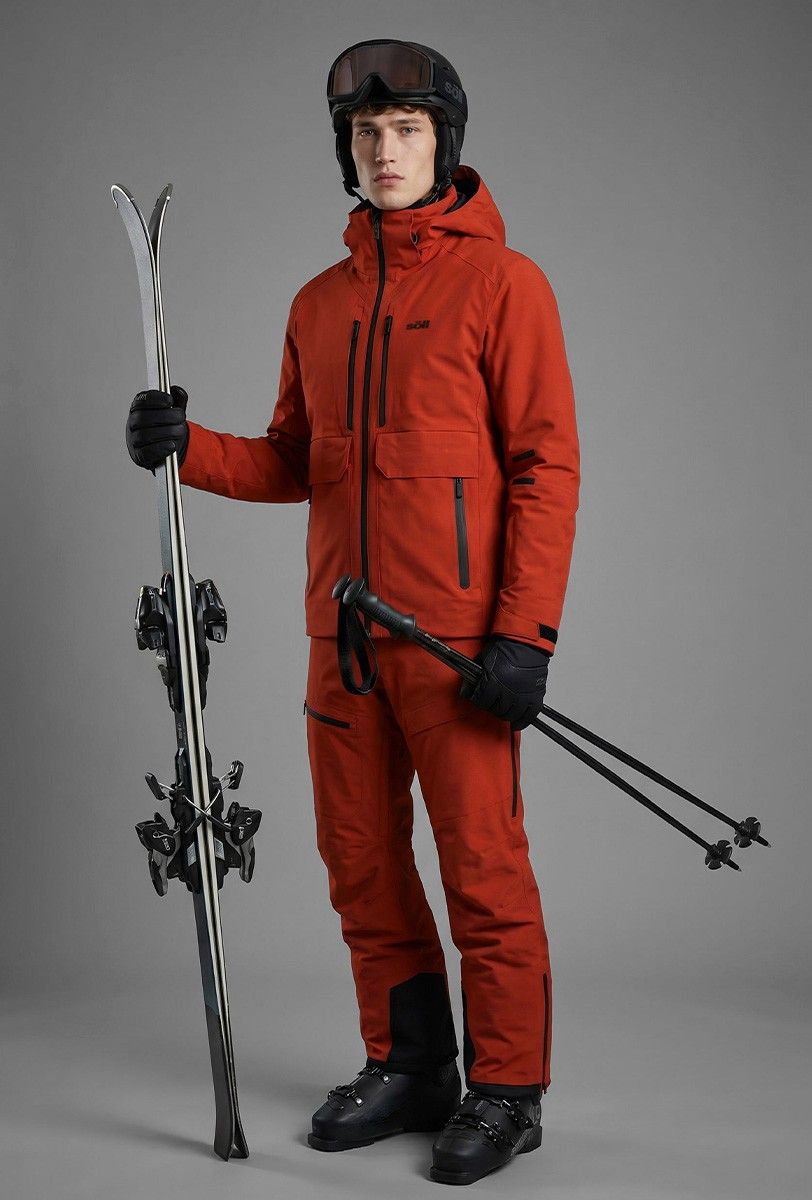Herren Skijacke Söll RAPTOR Lava Red – mit Ski - 4