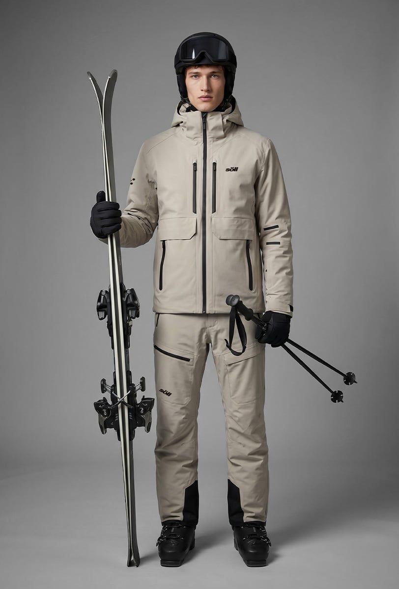 Herren Skijacke Söll RAPTOR Sand – mit Ski - 4