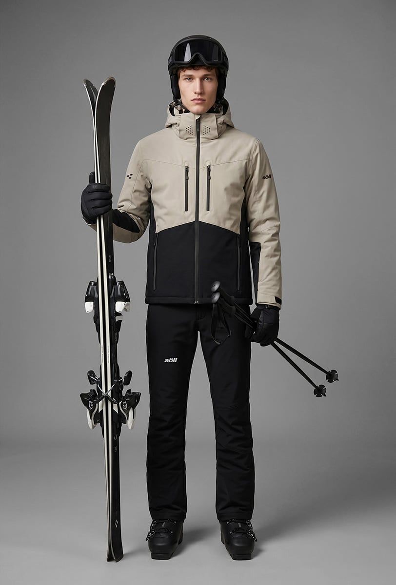 Herren Skijacke Söll SUMMIT Sand – mit Ski - 2