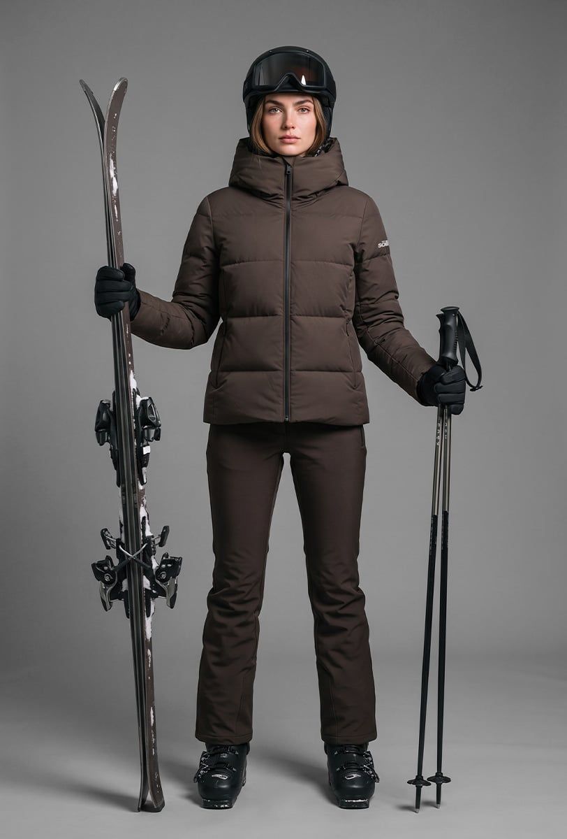 Damen Skijacke Söll AURA Chocolate – mit Ski - 4